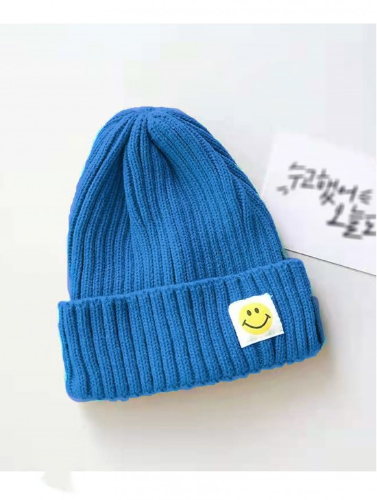 Knitted Hat W/ Smiling Face