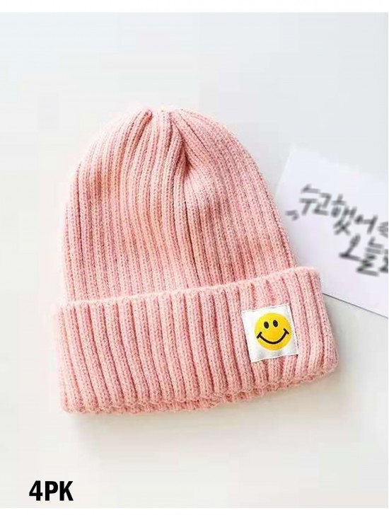 Knitted Hat W/ Smiling Face