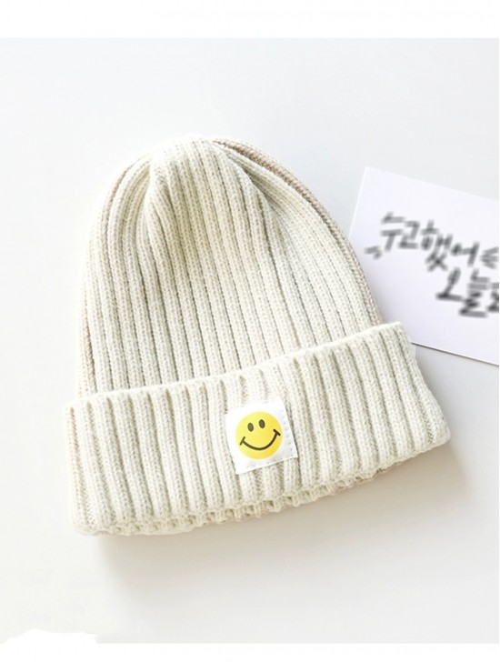 Knitted Hat W/ Smiling Face