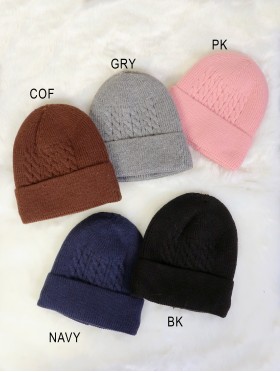 Cable Knitted Lined Hat With Brim (plush inside)  Cable Knitted Lined Hat With Brim (plush inside)