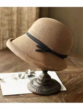 Japanese Paper Grass Super Soft Foldable Hat with Bow
