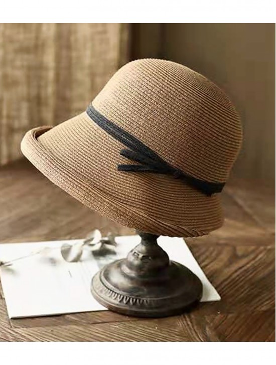 Japanese Paper Grass Super Soft Foldable Hat with Bow