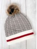 Cable Knitted Camp Hat W/ Pompom and Mitten Set 