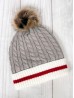 Cable Knitted Camp Hat W/ Pompom (Plush Inside)