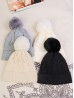  Soft Diamond Knitted Hat with Plush Pom Pom (Plush Inside)