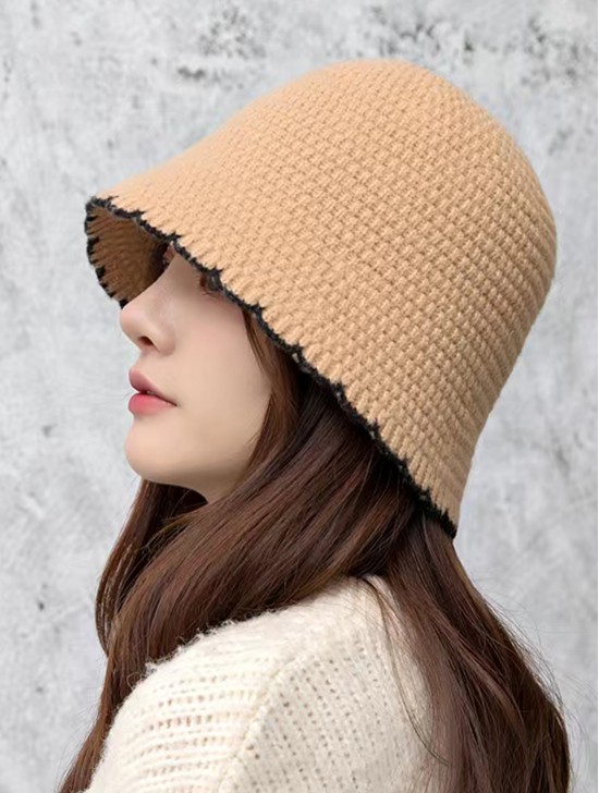 Breathable Contrast Design Knitting  Bucket Hat