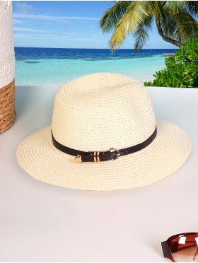 Wide Brim Summer Hat W/ Belt and Buckle