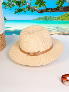 Wide Brim Summer Hat W/ Belt and Buckle