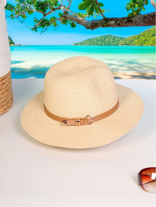 Wide Brim Summer Hat W/ Belt and Buckle