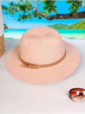 Wide Brim Summer Hat W/ Belt and Buckle