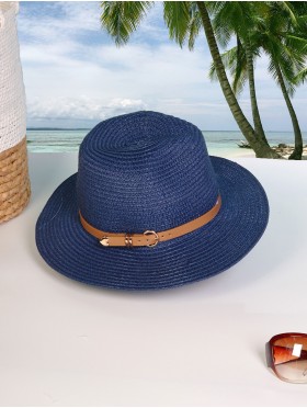 Wide Brim Summer Hat W/ Belt and Buckle