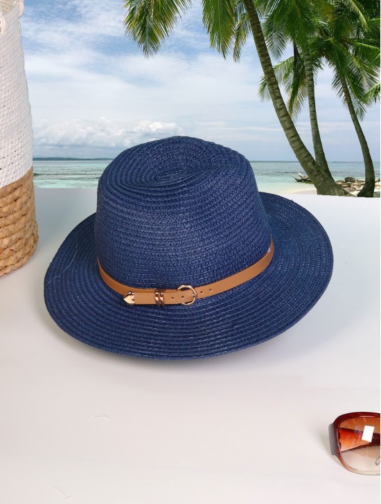 Wide Brim Summer Hat W/ Belt and Buckle
