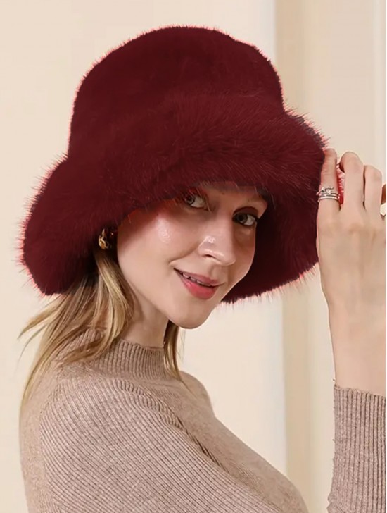 Solid Colour Fuzzy Hat with Brim Solid Colour Fuzzy Hat with Brim