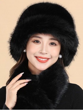 Faux Fur Plush Premium Scarf and Hat Set (SF2057 + HAT1338)