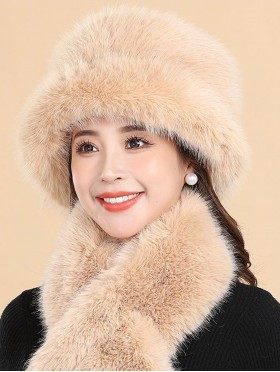 Faux Fur Plush Premium Scarf and Hat Set (SF2057 + HAT1338)