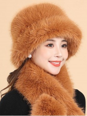 Faux Fur Plush Premium Scarf and Hat Set (SF2057 + HAT1338)