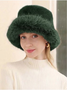 Solid Colour Fuzzy Hat with Brim