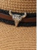 Wide Brim Cowboy Hat/ Studded Band & Bull Emblem