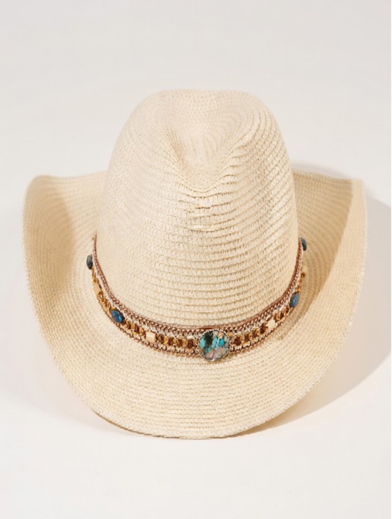 Wide Brim Cowboy Hat/ Jewel Studded Band Wide Brim Cowboy Hat/ Jewel Studded Band