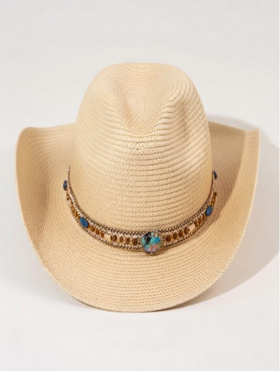 Wide Brim Cowboy Hat/ Jewel Studded Band Wide Brim Cowboy Hat/ Jewel Studded Band