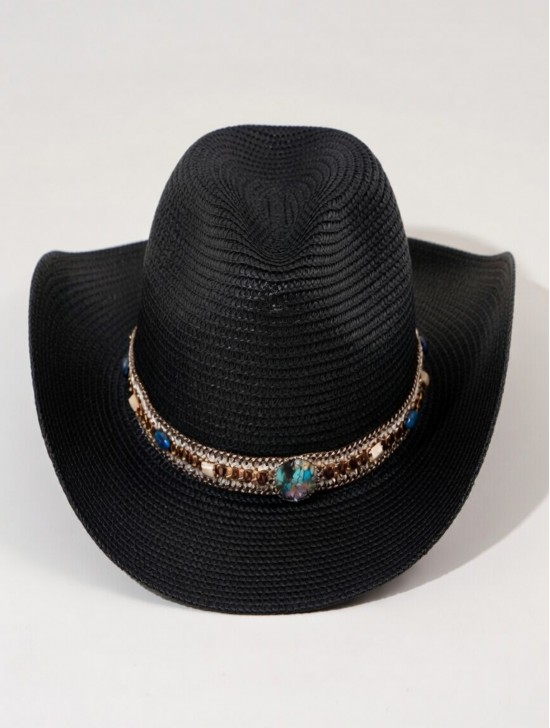 Wide Brim Cowboy Hat/ Jewel Studded Band Wide Brim Cowboy Hat/ Jewel Studded Band