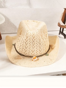 Wide Brim Cowboy Hat/ Decorative Chain