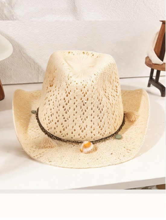 Wide Brim Cowboy Hat/ Decorative Chain Wide Brim Cowboy Hat/ Decorative Chain