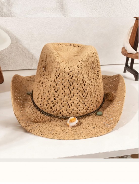 Wide Brim Cowboy Hat/ Decorative Chain Wide Brim Cowboy Hat/ Decorative Chain