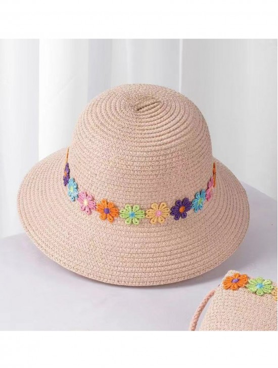 Adult's Woven Sun Hat W/ Flowers