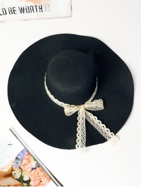 Summer Wide Brim Hat W/ Lace Strap