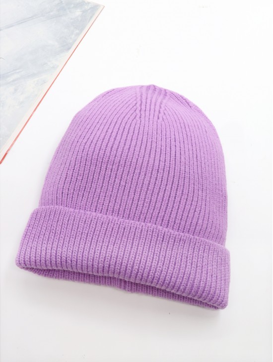 Knitted Lined Hat With Brim