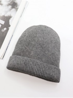 Knitted Lined Hat With Brim