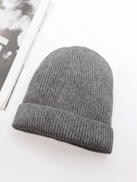 Knitted Lined Hat With Brim