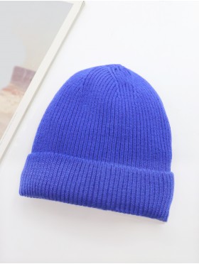 Knitted Lined Hat With Brim