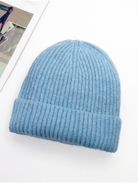 Knitted Lined Hat With Brim  Knitted Lined Hat With Brim