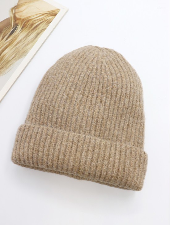 Knitted Lined Hat With Brim 