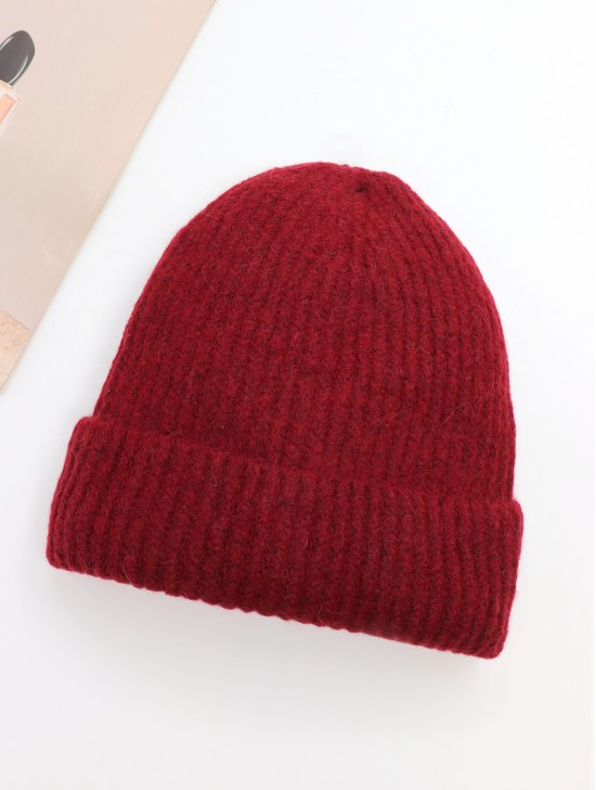 Knitted Lined Hat With Brim 