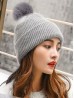 Knitted Lined Hat With Removable Pompom