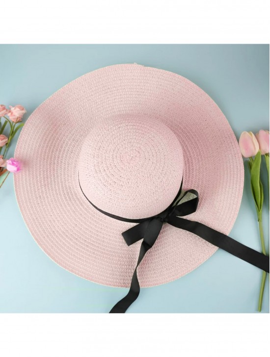 Wide Brim Summer Hat W/ Ribbon