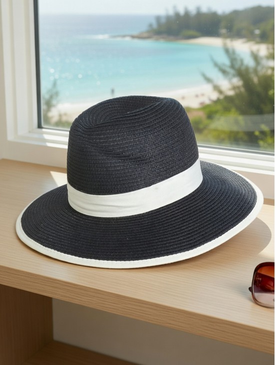 Summer Fedora Hat W/ Black Edge