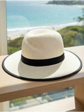 Summer Fedora Hat W/ Black Edge