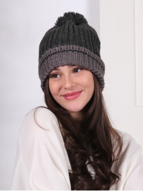Knitted Double Layer Camp Hat W/Pompom (Plush Inside)
