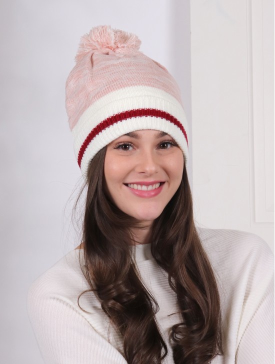 Knitted Double Layer Camp Hat W/Pompom Knitted Double Layer Camp Hat W/Pompom