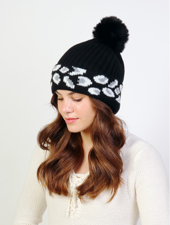 Leopard Pompom Beanie