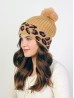 Leopard Pompom Beanie