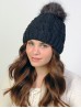 Cable Knitted Camp Hat W/ Pompom (Plush Inside)