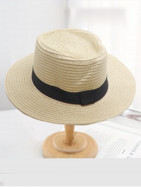 Wide Brim Summer Hat W/ Black Trim