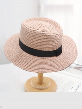 Wide Brim Summer Hat W/ Black Trim