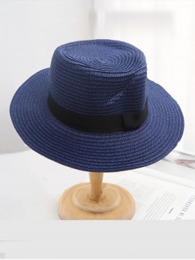 Wide Brim Summer Hat W/ Black Trim