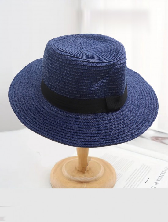 Wide Brim Summer Hat W/ Black Trim